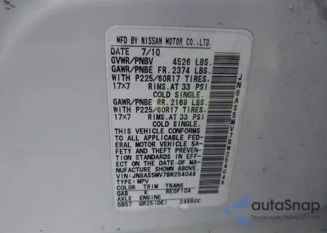 2011 Nissan Rogue Sv from USA, damaged, VIN JN8AS5MV7BW254049